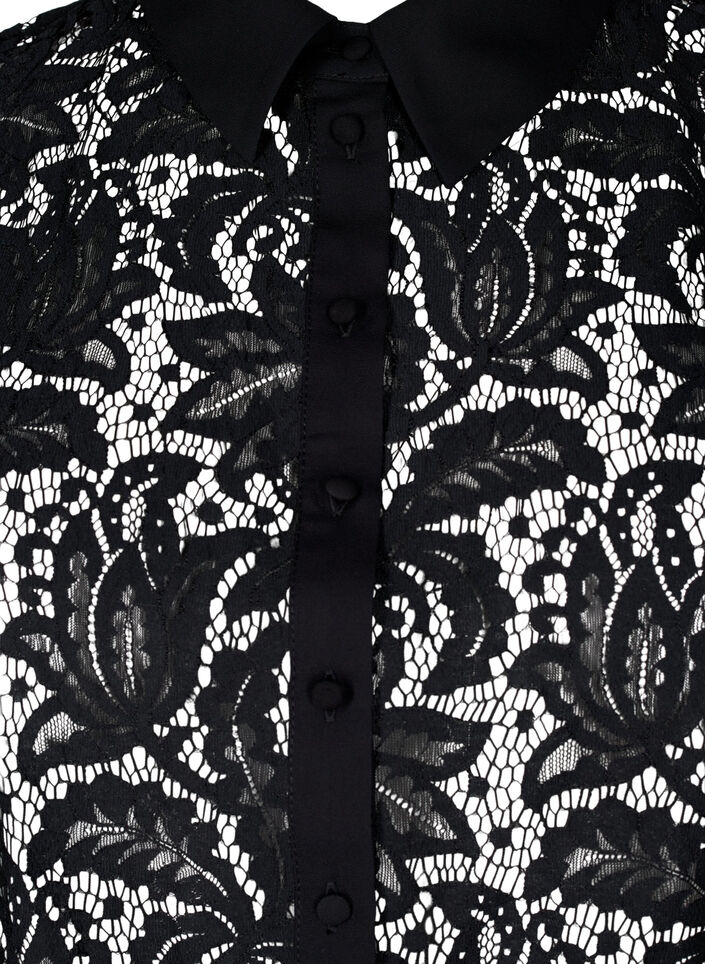 Loose lace shirt collar, Black, Packshot image number 2