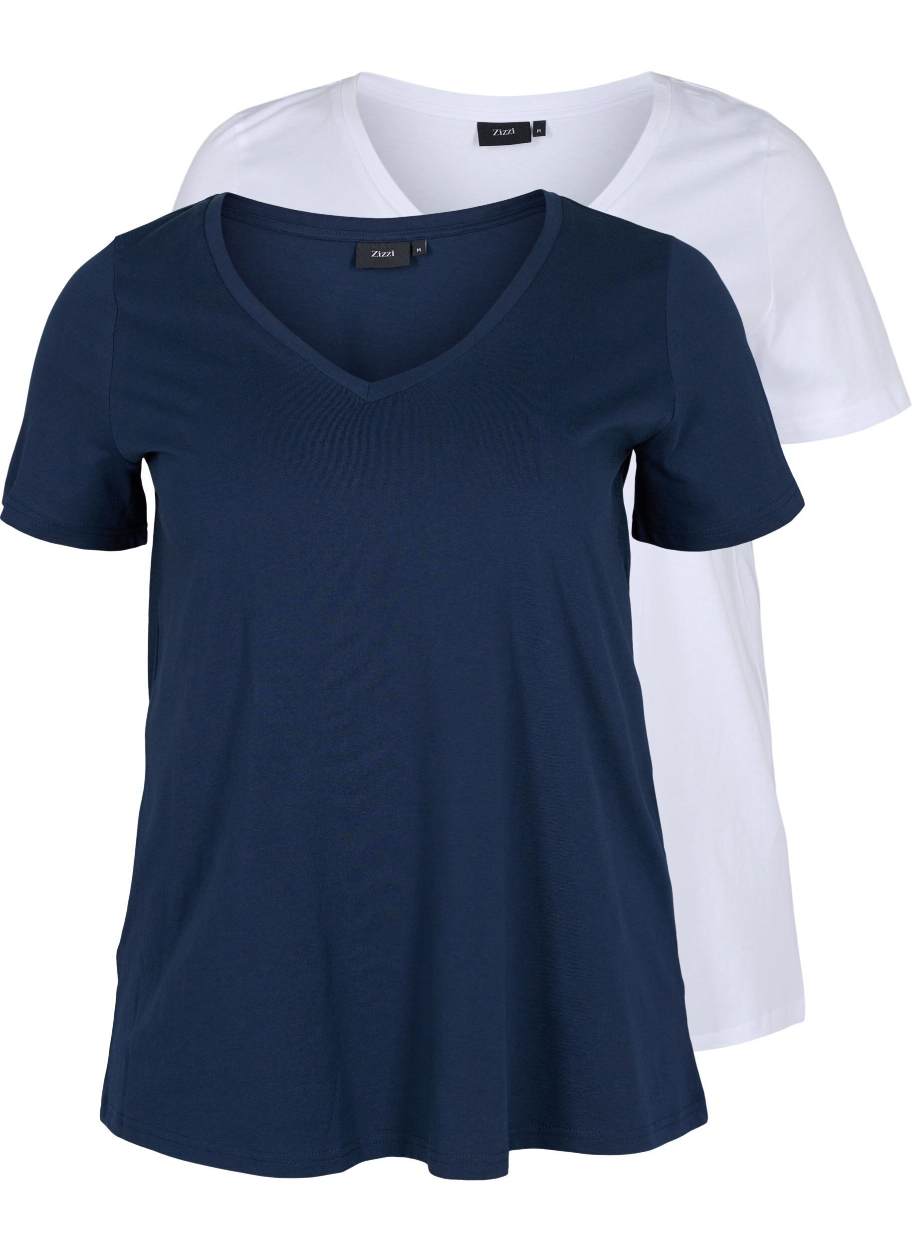 Zizzifashion 2-pack basic cotton t-shirt, Navy B/B White, Packshot image number 0