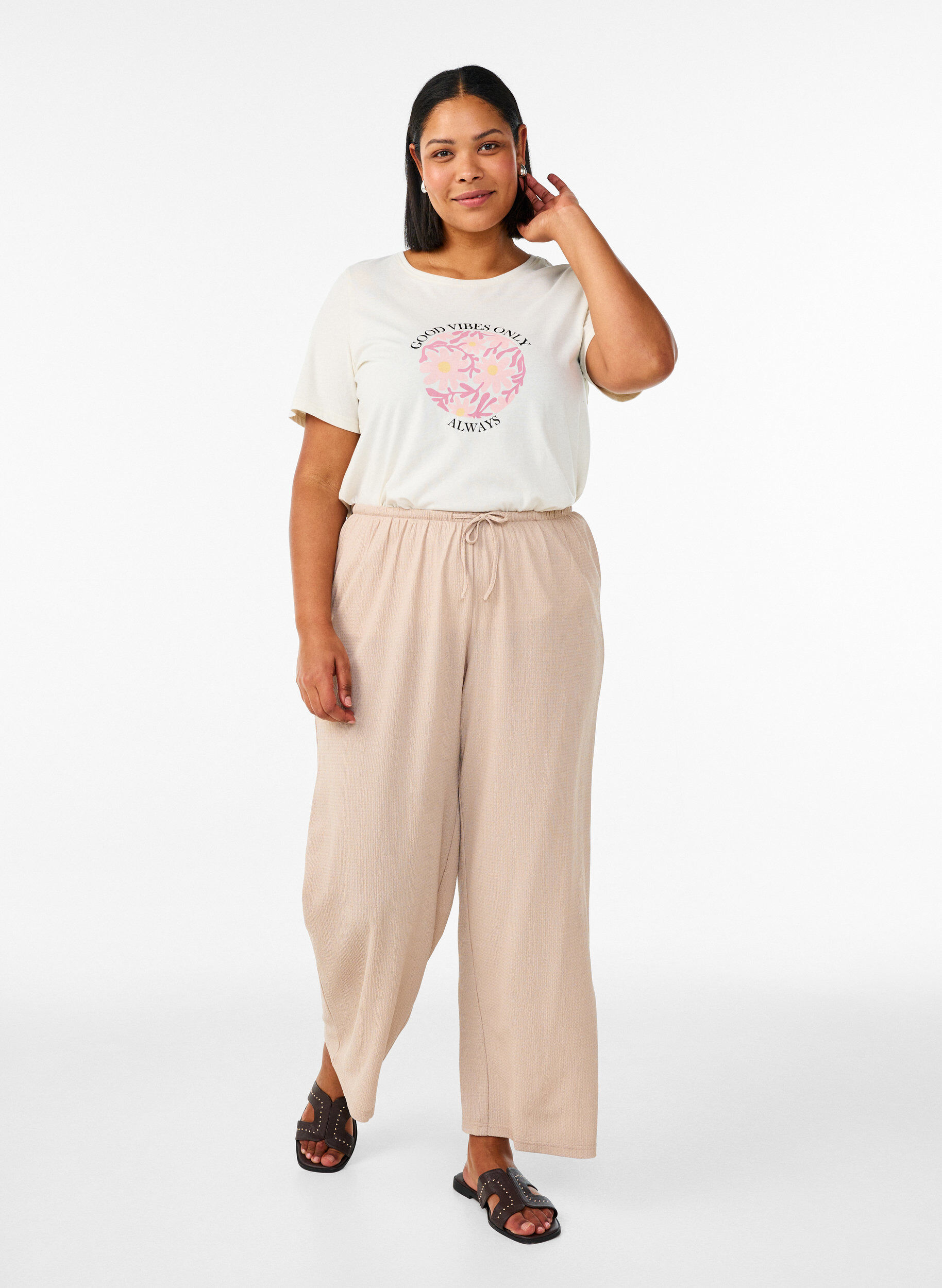 Zizzifashion T-shirt with motif, Vanilla, Model image number 1