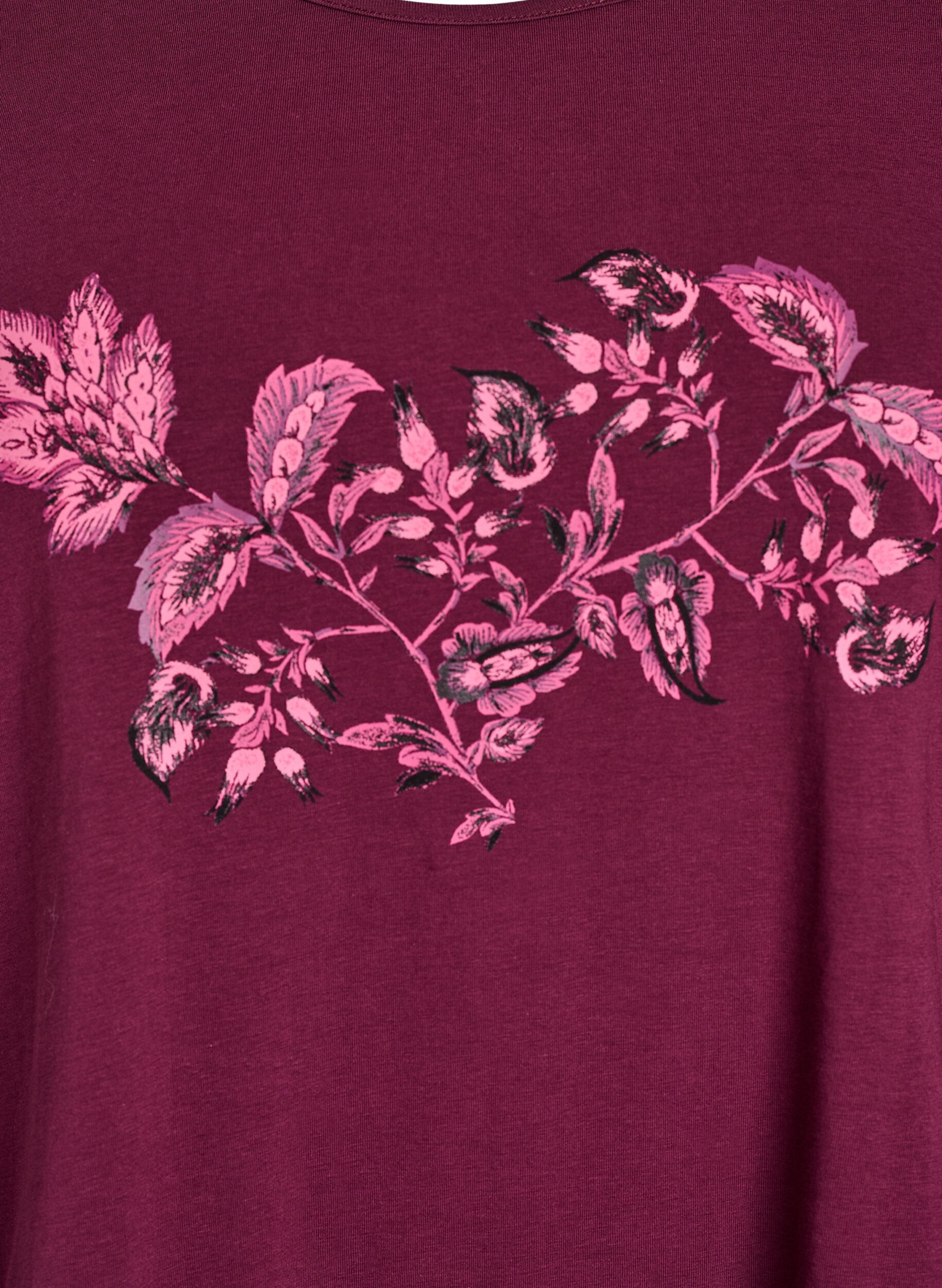 ZizzifashionNight top in cotton with front print, Red, Packshot image number 2