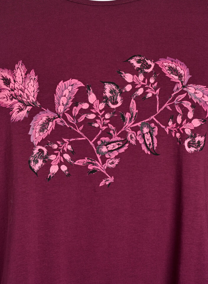Night top in cotton with front print, Red, Packshot image number 2