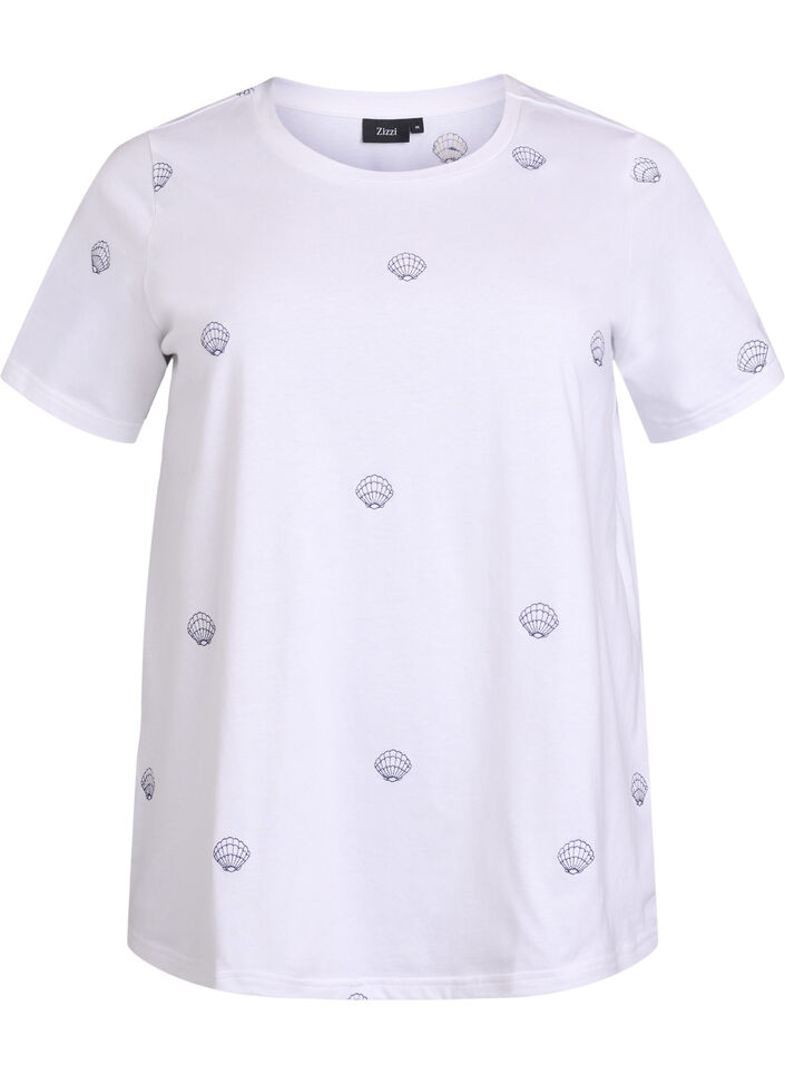 T-shirt in organic cotton with embroidered motifs, White, Packshot image number 0
