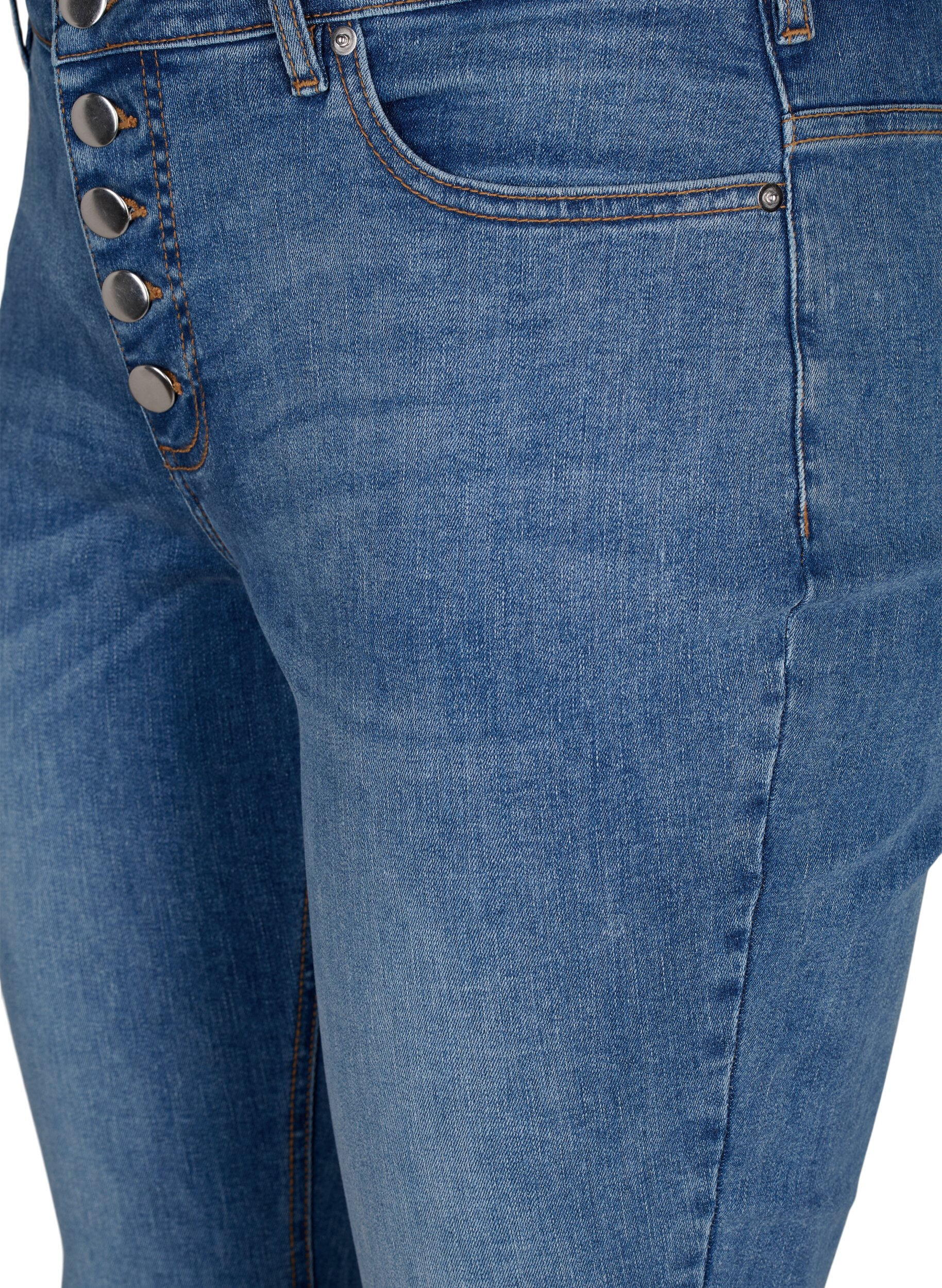 Zizzifashion Sanna jeans with super slim fit and button closure, Blue denim, Packshot image number 2