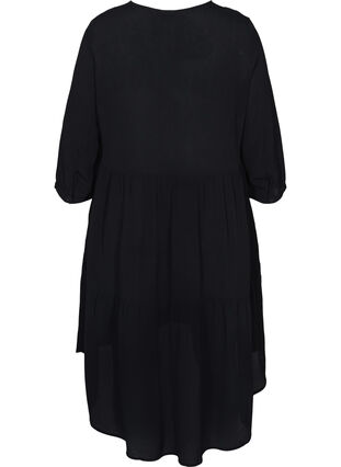 A-line viscose dress with 3/4 sleeves, Black, Packshot image number 1