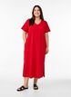 Midi T-shirt dress with a V-neck, Red, Model image number 0