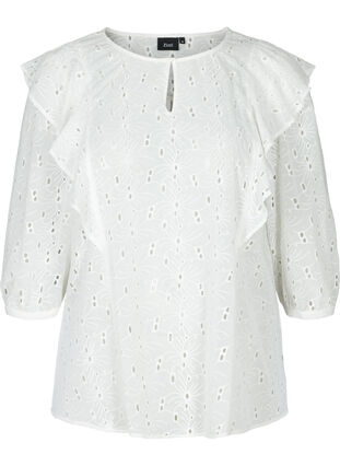 Blouse with broderie anglaise, Snow White, Packshot image number 0