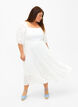 Maxi dress with lace pattern and a square neckline, White, Model image number 0