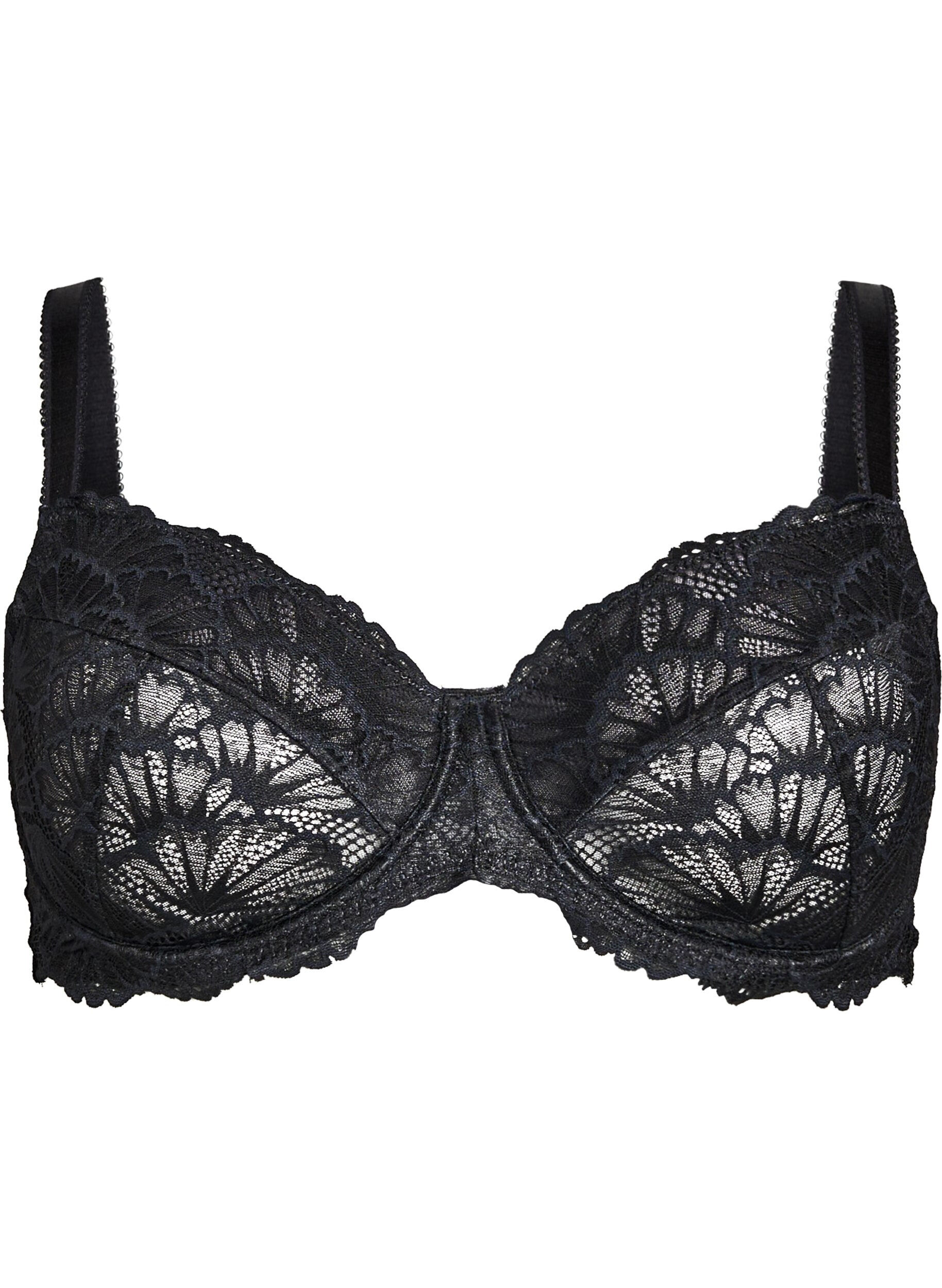 Zizzifashion Full coverage lace bra with underwire, Black, Packshot image number 0