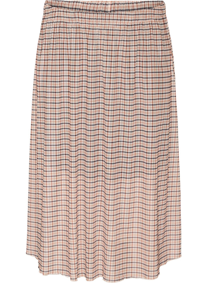 Checked mesh midi skirt, Beige, Packshot image number 0