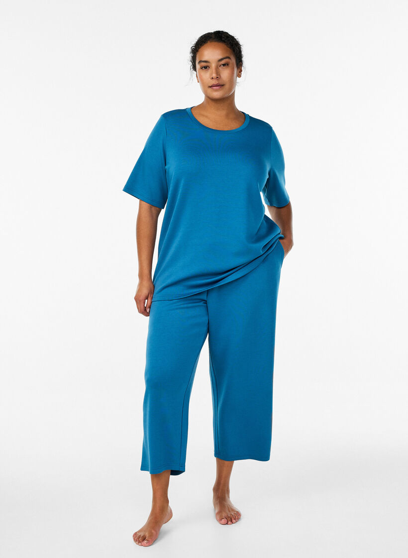 T-shirt in modal mix, Petrol, Model image number 1