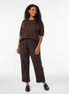 Fine-knit blouse with short sleeves, Brown, Model image number 0