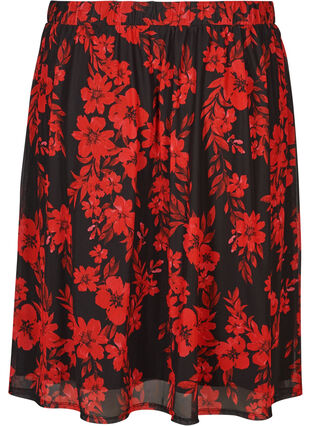 Skirt, Black w. red flower aop, Packshot image number 1