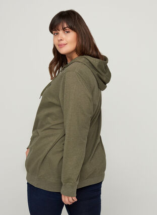Hooded sweatshirt with print, Army Mel., Model image number 1