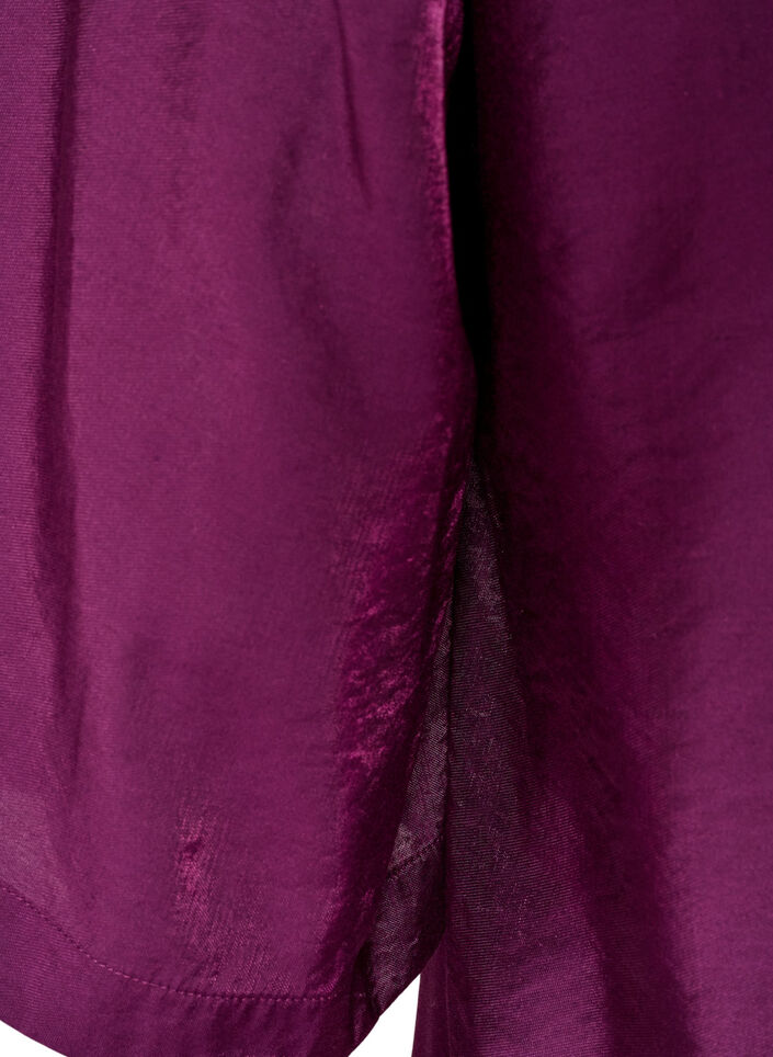 Shiny tunic with a V-neck and 3/4 sleeves, Purple, Packshot image number 3