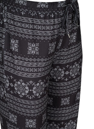 Patterned pyjama trousers with drawstrings, Black AOP, Packshot image number 2