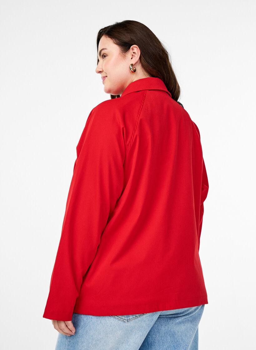 Short trench coat with pockets, Red, Model image number 2