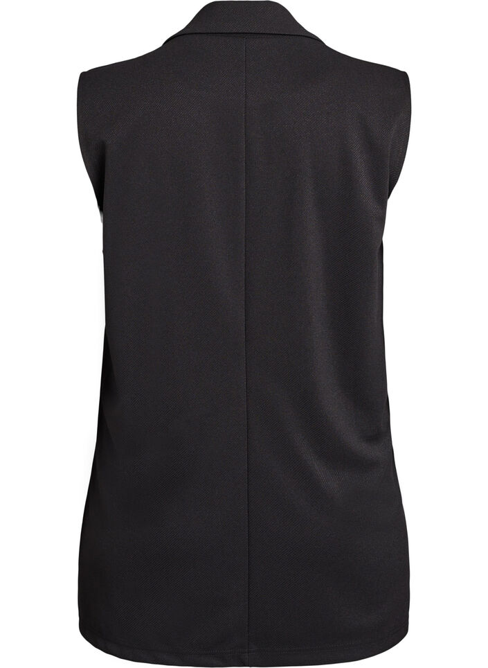 Sleeveless blazer vest with classic lapels, Black, Packshot image number 1