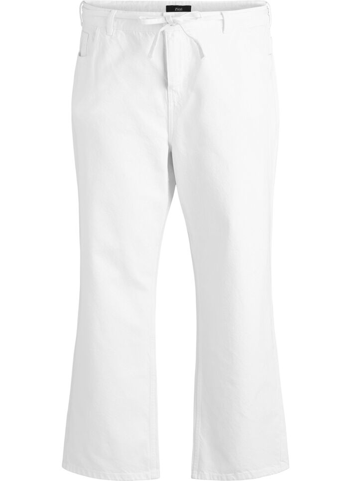 Straight fit jeans with a tie belt, White, Packshot image number 0