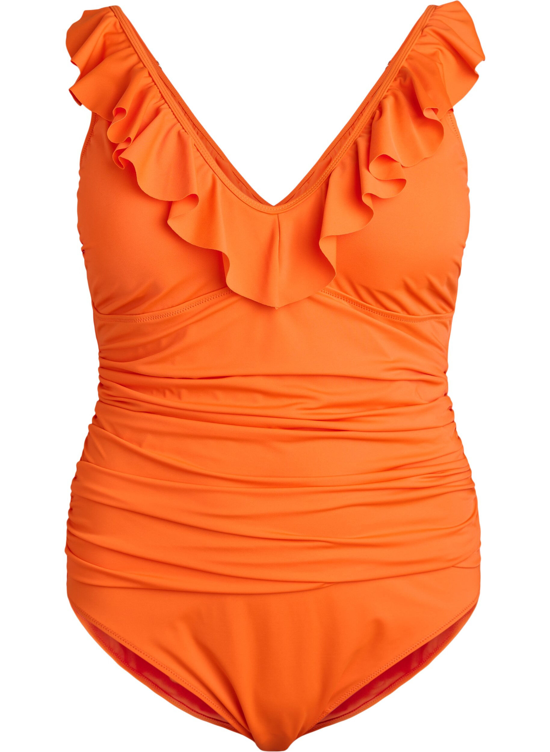 Zizzifashion Swimsuit with ruffles and removable inserts, Orange, Packshot image number 0