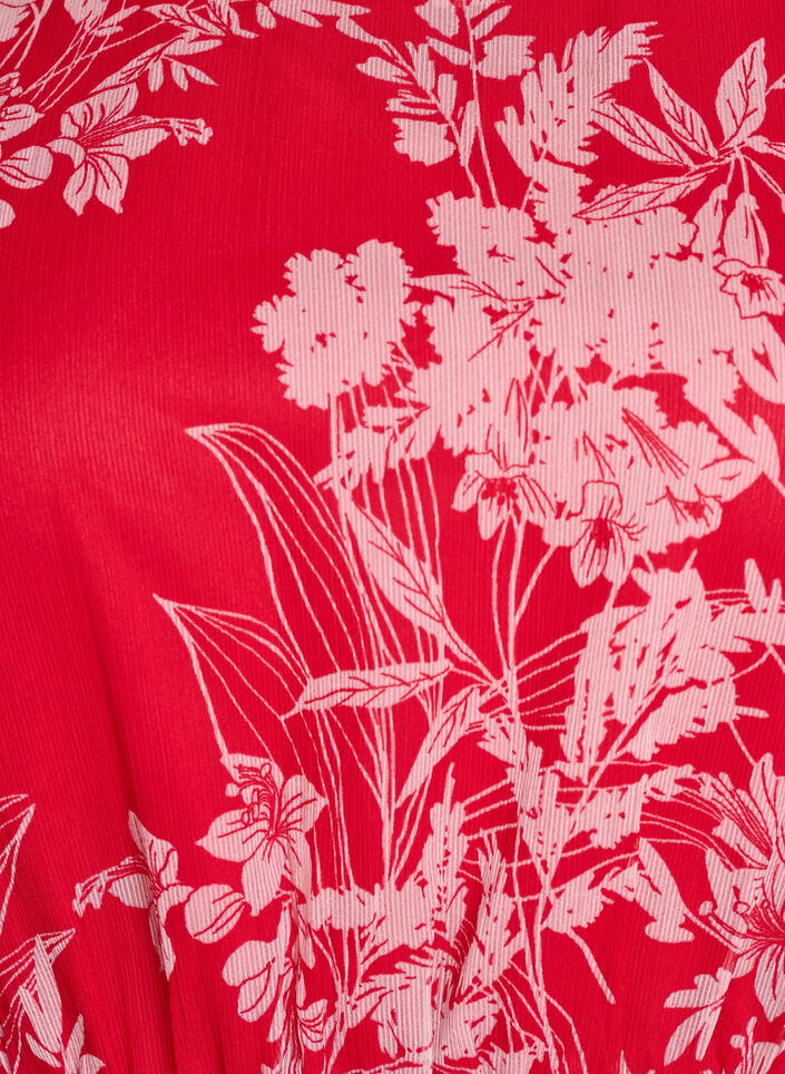 Floral chiffon blouse with an elasticated waist, Red, Packshot image number 2