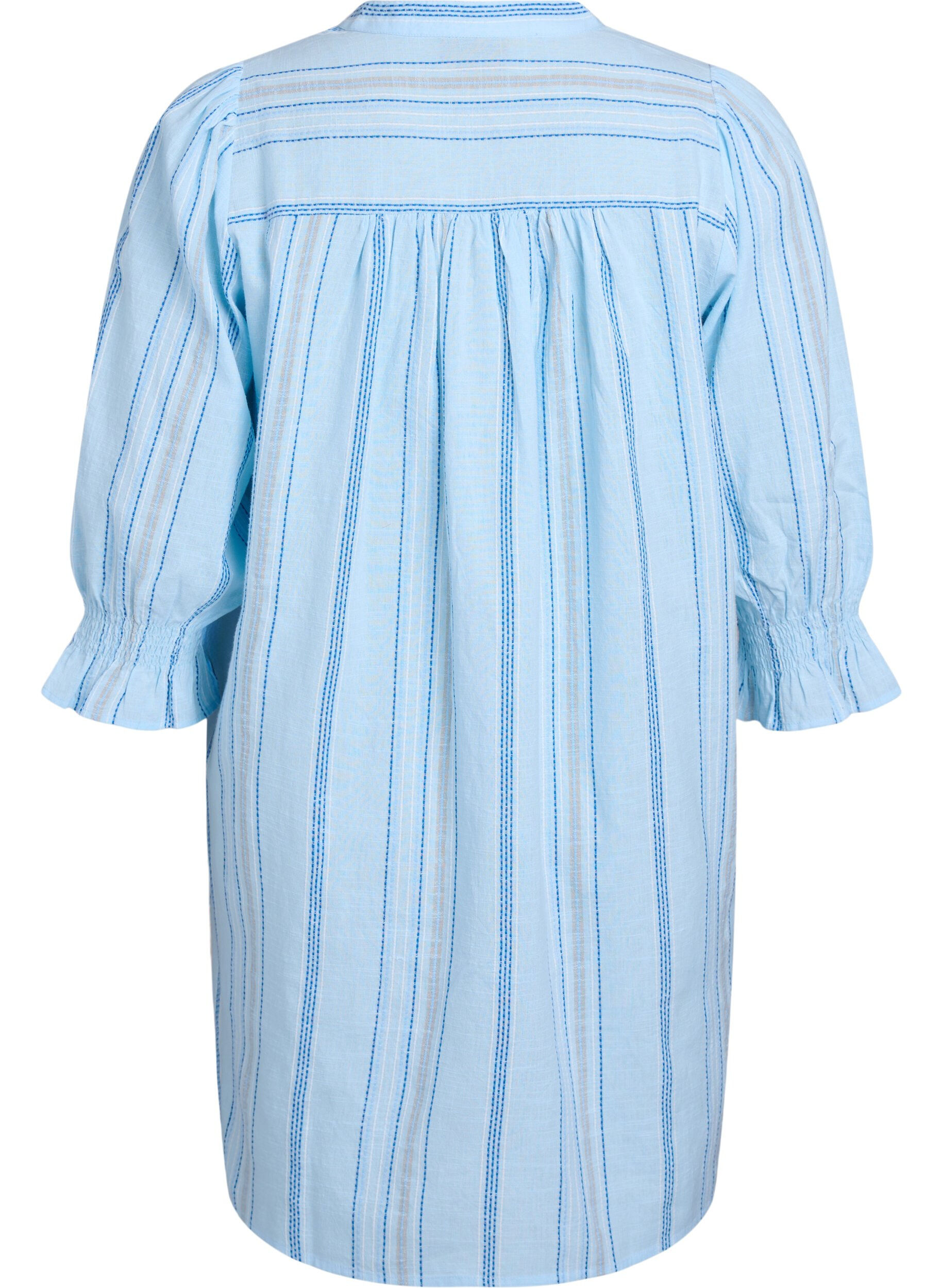 Zizzifashion Short cotton dress with striped pattern, Light Blue, Packshot image number 1