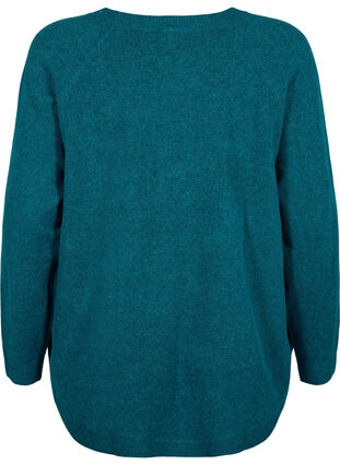 Marled knitted sweater with button details, Deep Lake Mel., Packshot image number 1