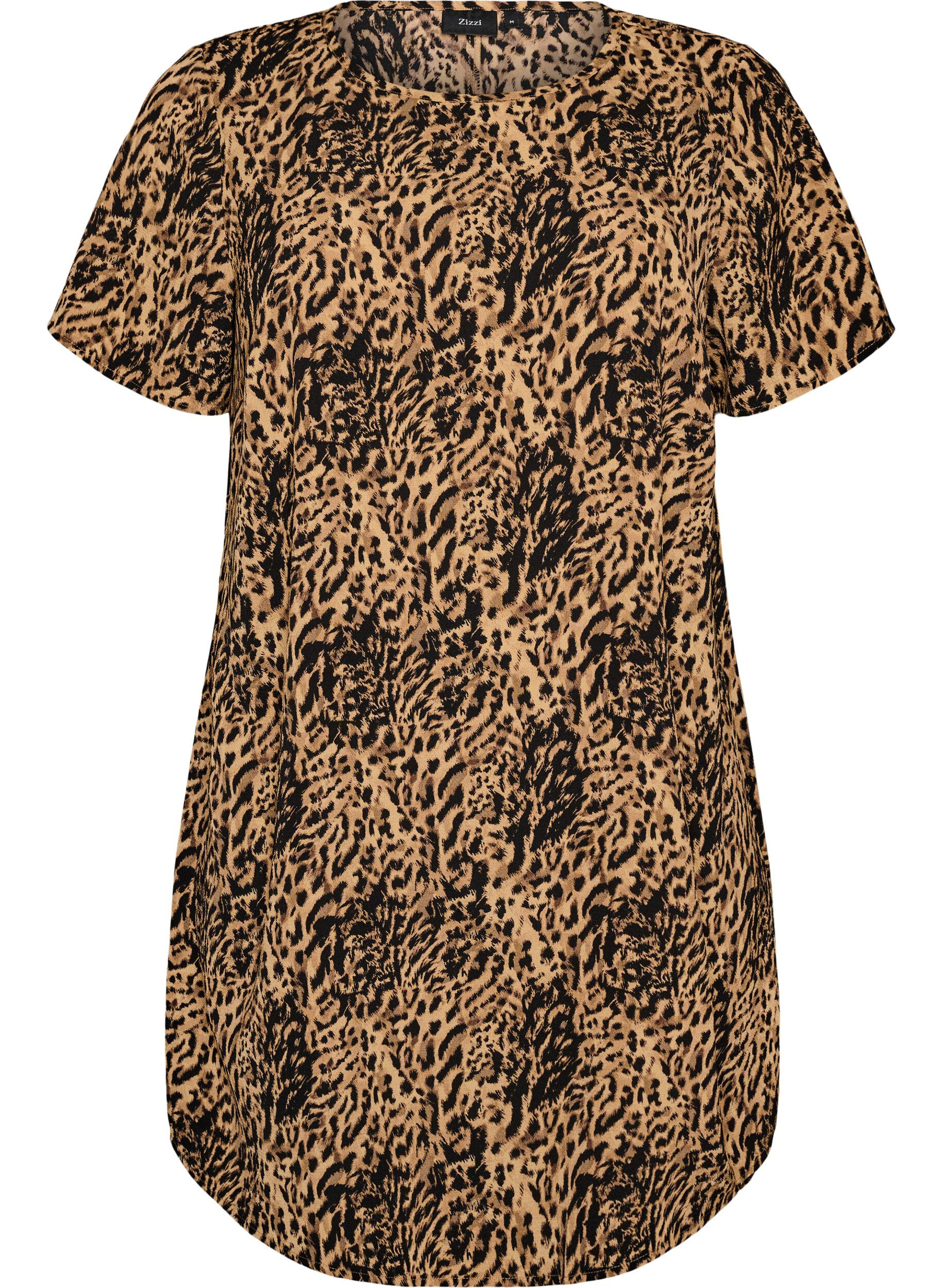 Zizzifashion Dress with print and short sleeves, Brown, Packshot image number 0