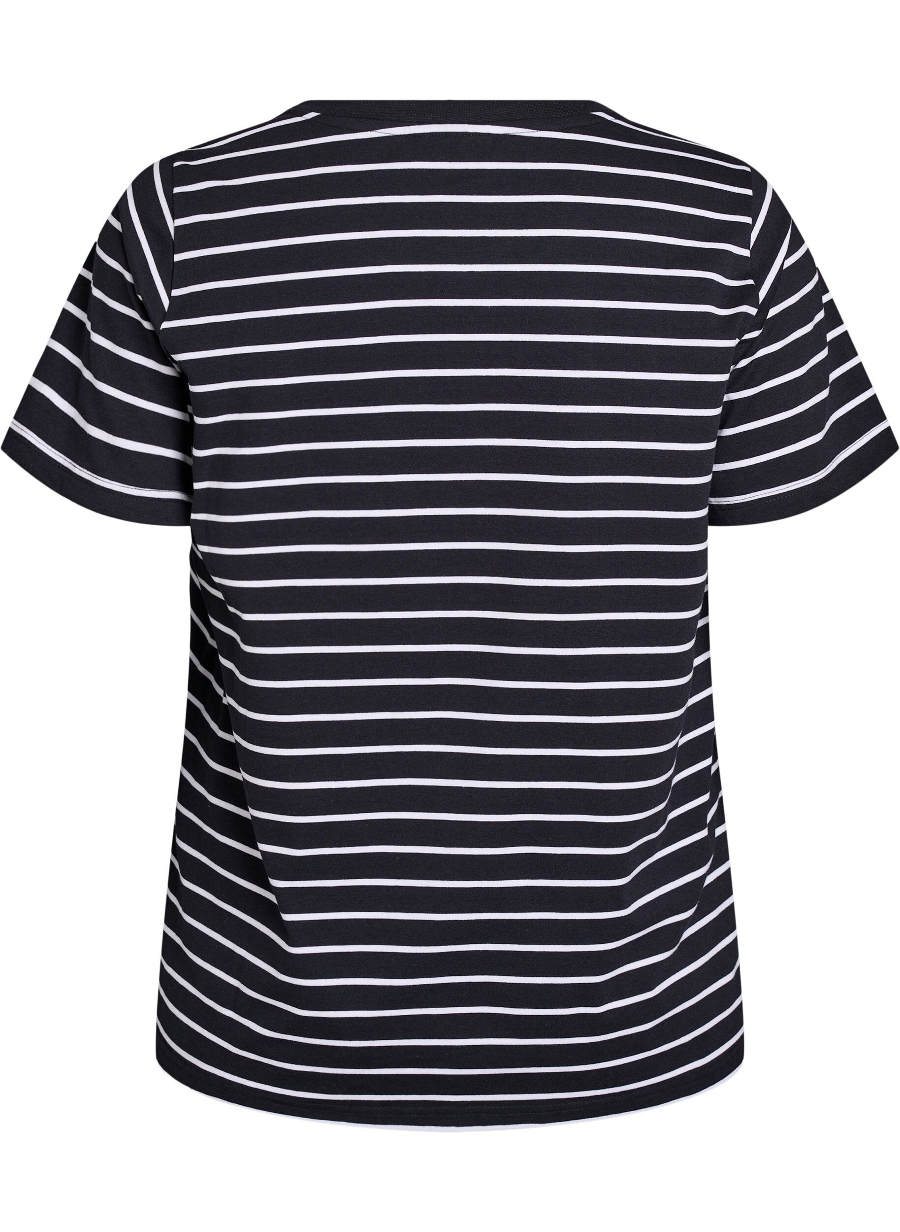 Zizzifashion Striped T-shirt with text print, Black, Packshot image number 1