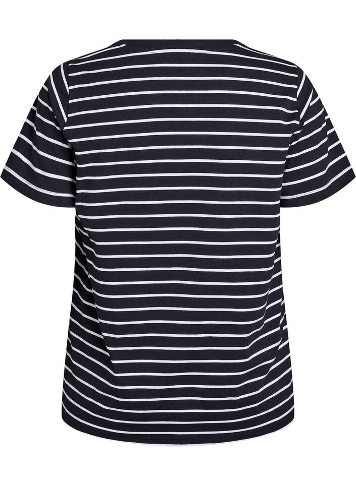 Striped T-shirt with text print, Black, Packshot image number 1
