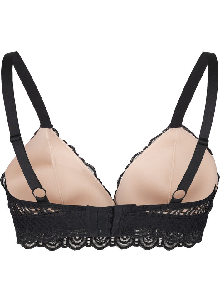 Bralette with lace and soft padding, Black, Packshot image number 1