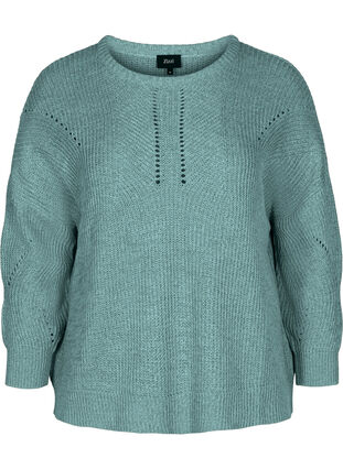 Knitted blouse with a round neck, Sea Pine, Packshot image number 0