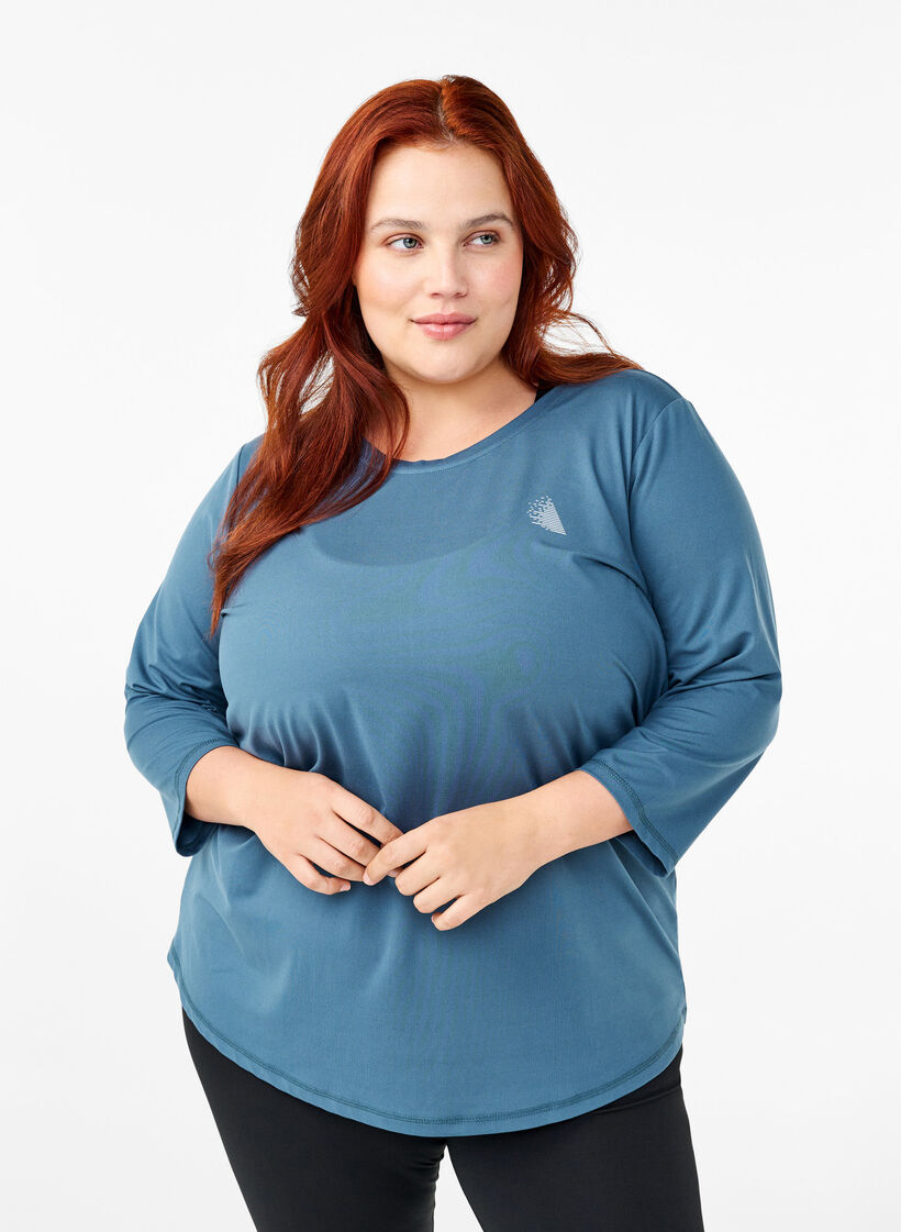 Training blouse with 3/4 sleeves, Petrol, Model image number 0