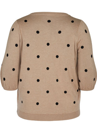 Knitted blouse with 3/4 sleeves and contrast-coloured dots, Nomad Mel w black, Packshot image number 1
