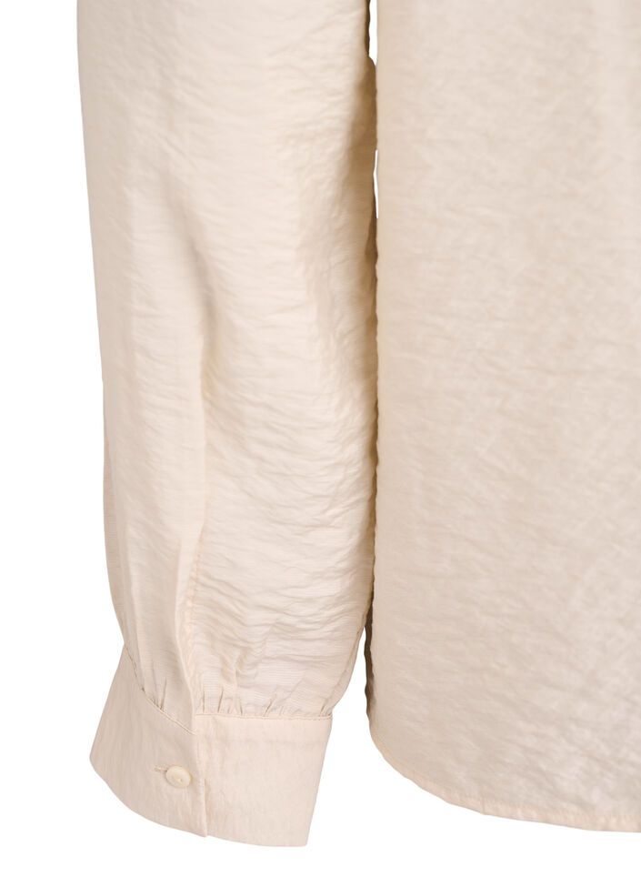Blouse with V-neck and embroidered bands, Beige, Packshot image number 3