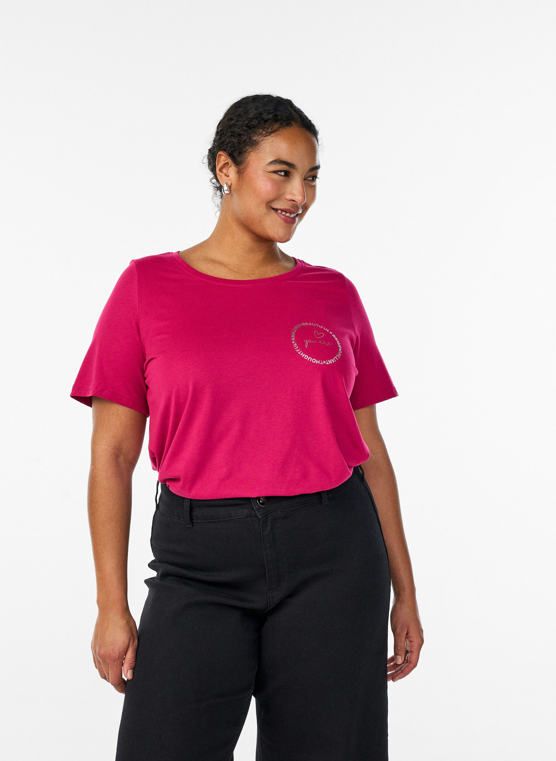 T-shirt with motif, Red, Model