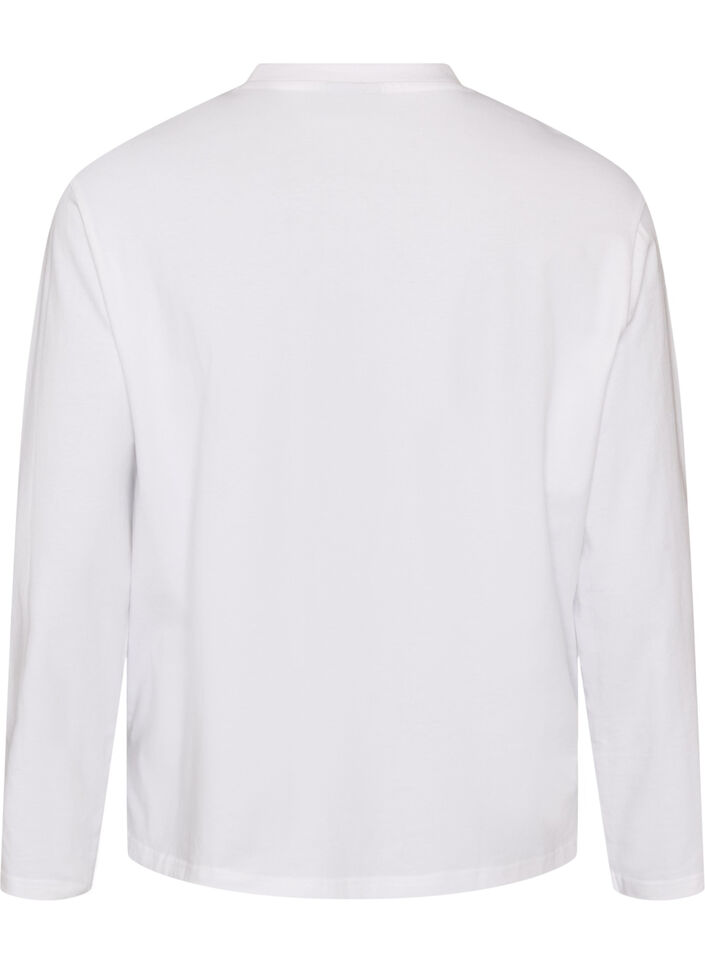 Basic t-shirt with long sleeves, White, Packshot image number 1