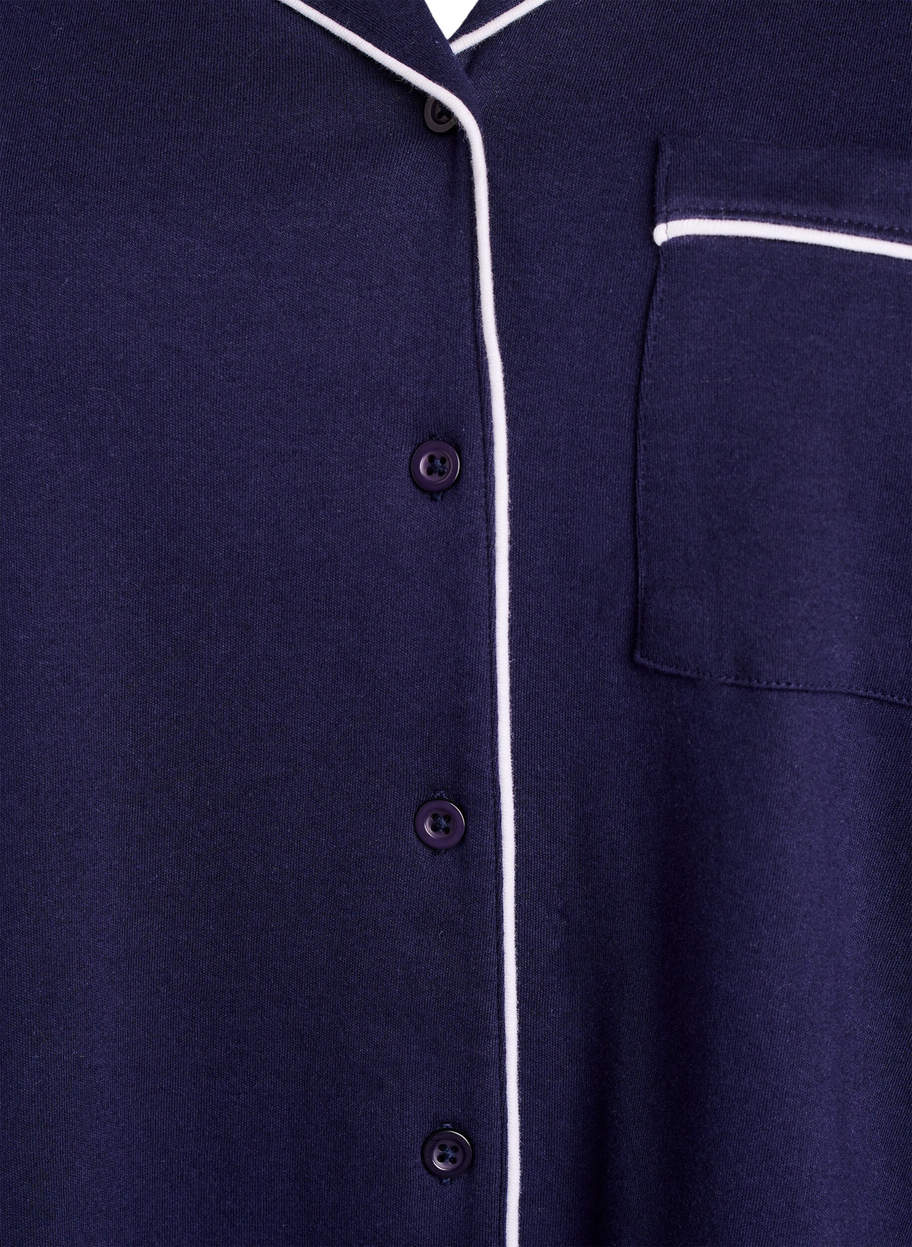 Zizzifashion Cotton pyjama shirt with chest pocket, Blue, Packshot image number 2