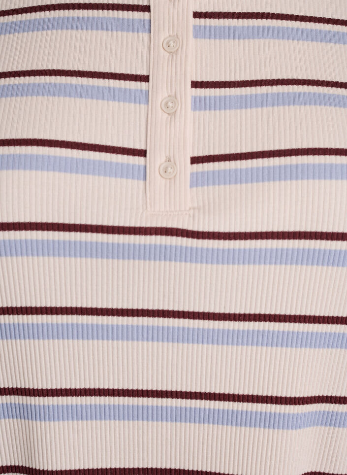 Rib T-shirt with stripes and button detail, Purple, Packshot image number 2