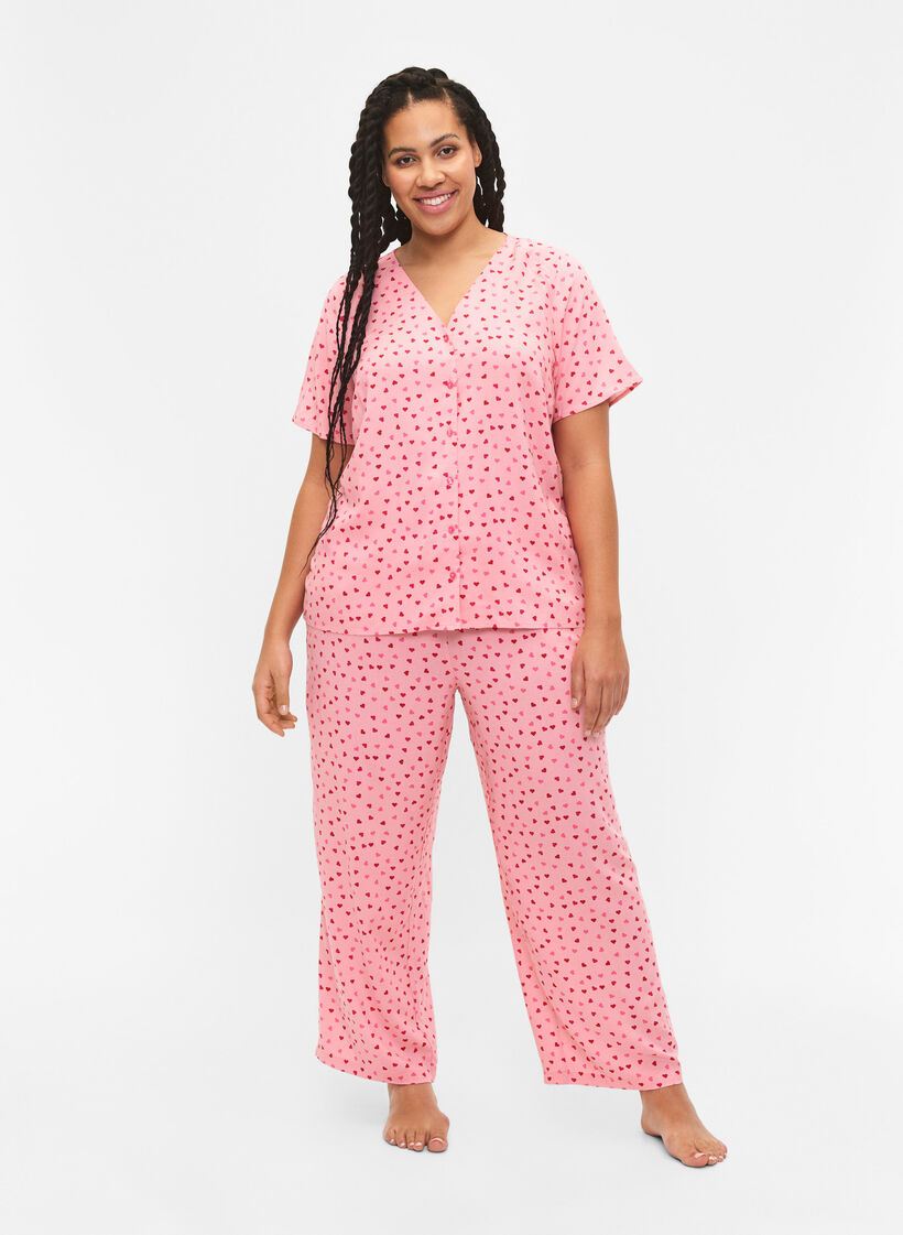 Printed viscose nightshirt, Rose, Model image number 1