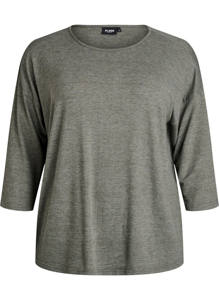 Jersey blouse with 3/4 sleeves, Green, Packshot image number 0