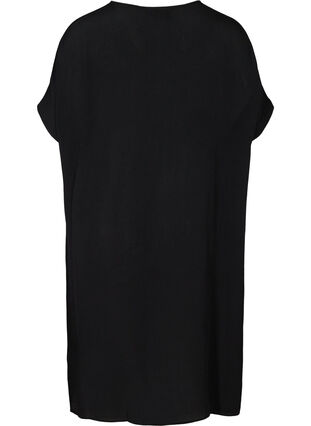Short-sleeved viscose dress, Black, Packshot image number 1