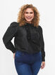 Shiny shirt blouse with ruffles, Black, Model image number 0