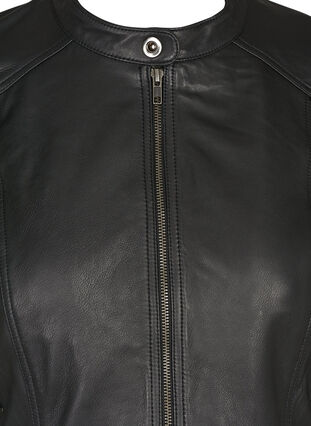 Short leather jacket with a zip, Black, Packshot image number 2
