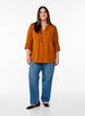 Blouse in cotton muslin with broderie anglaise, Orange, Model image number 1