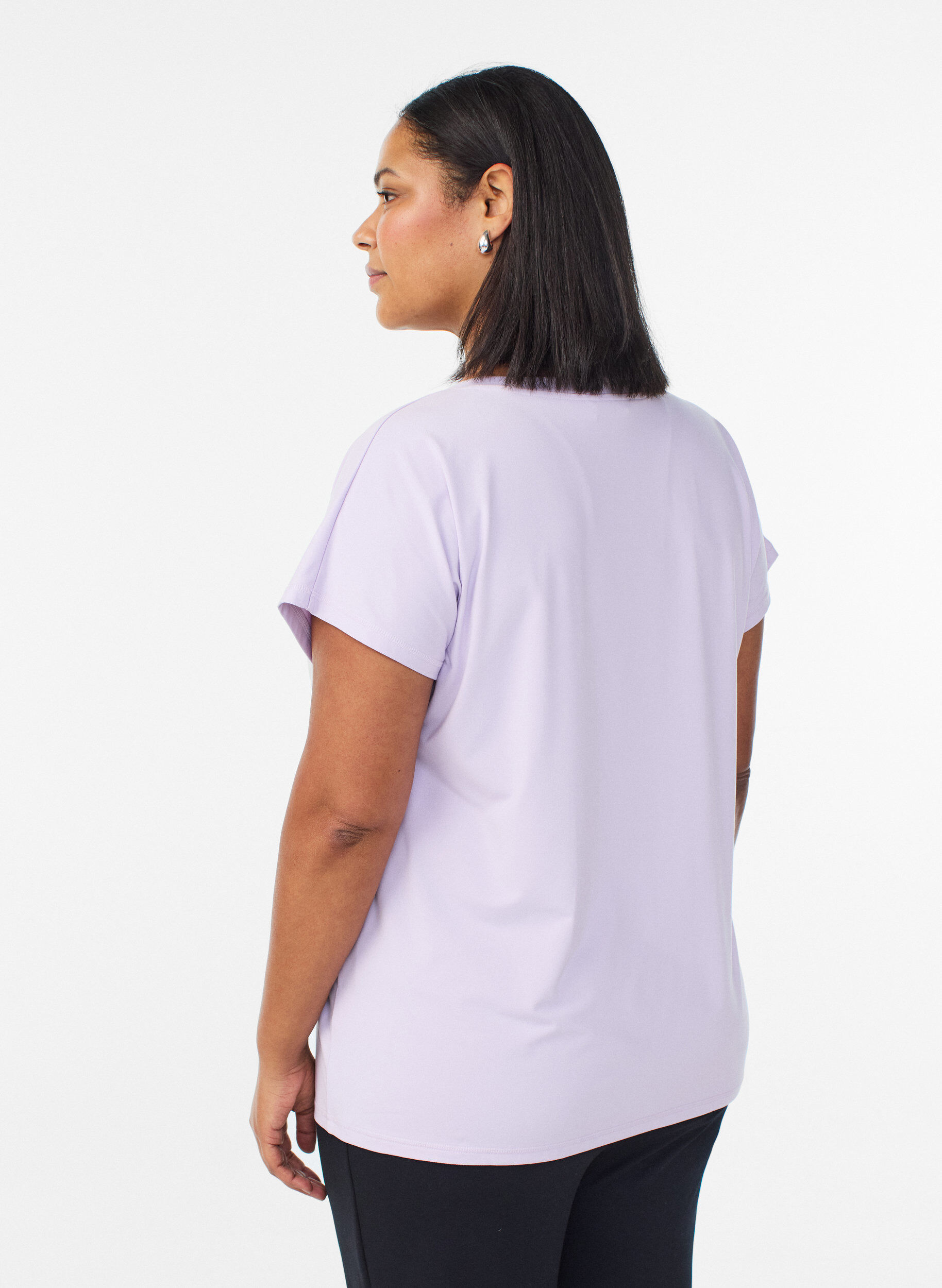 ZizzifashionLoose training t-shirt with v-neck, Purple, Model image number 2