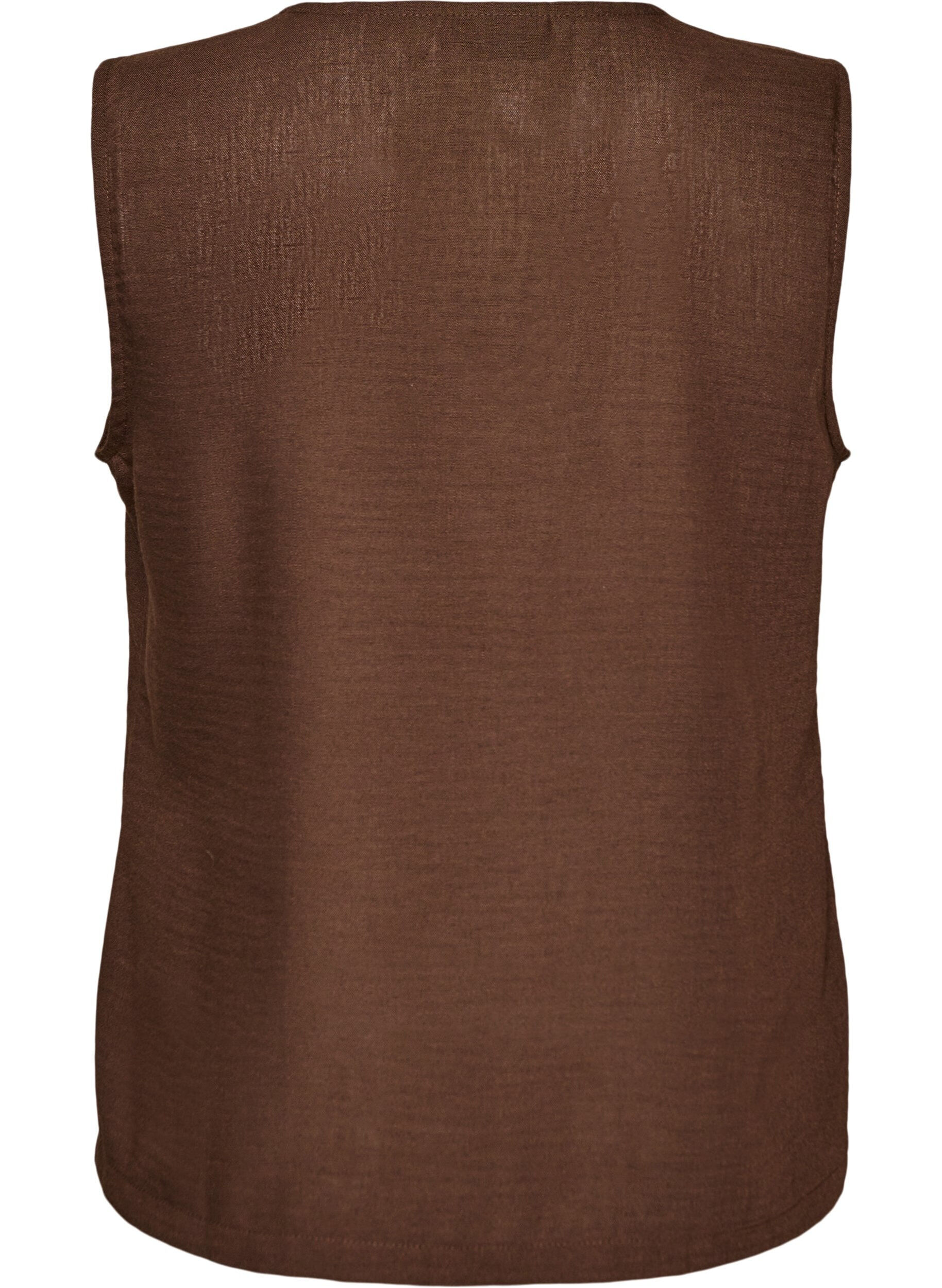 Zizzifashion Sleeveless vest with a V-neck and buttons, Brown, Packshot image number 1