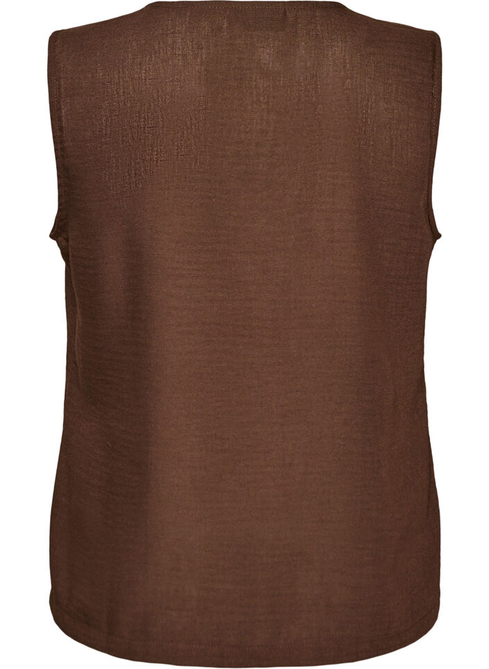 Sleeveless vest with a V-neck and buttons, Brown, Packshot image number 1