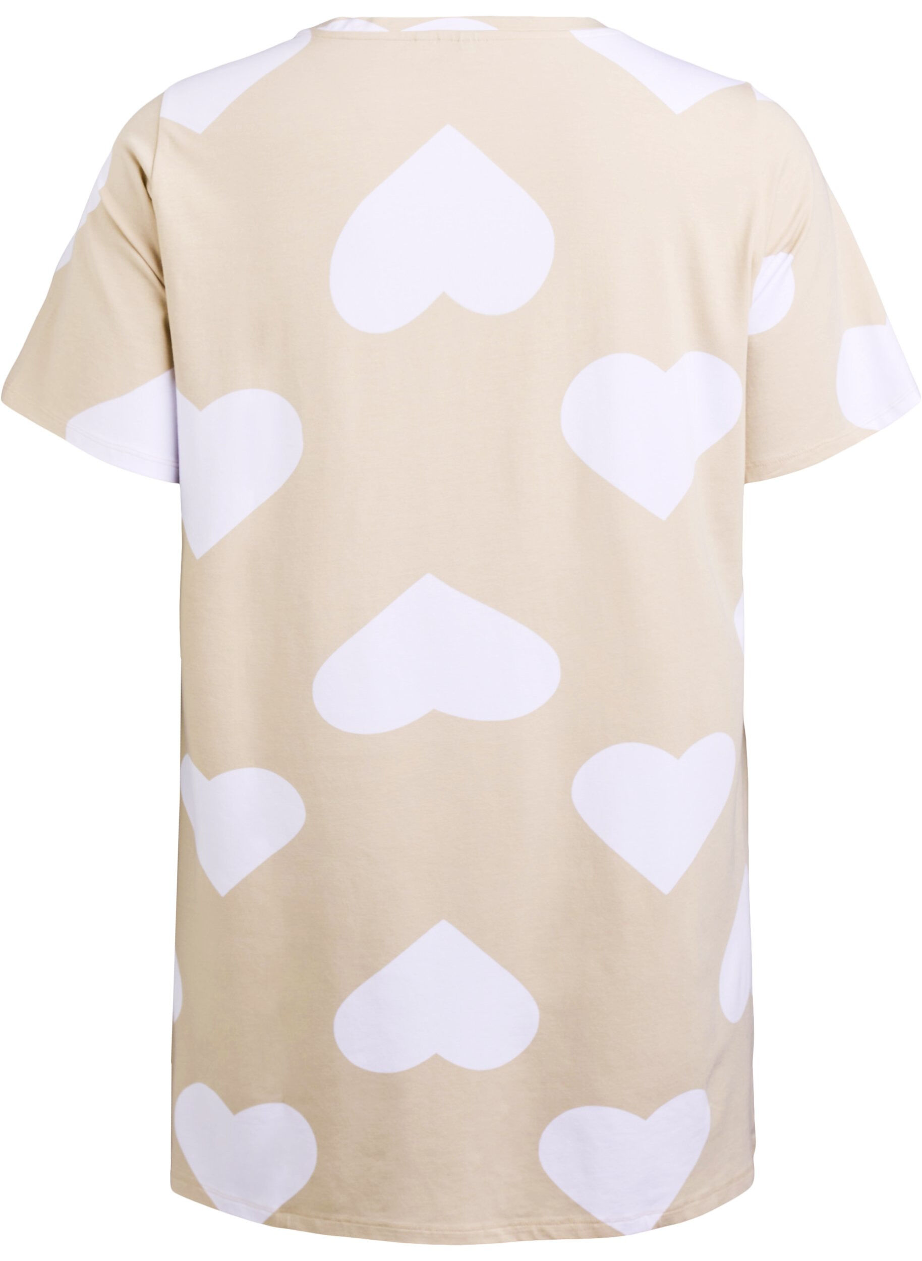 Zizzifashion Long night t-shirt in a modal blend with hearts, Beige, Packshot image number 1