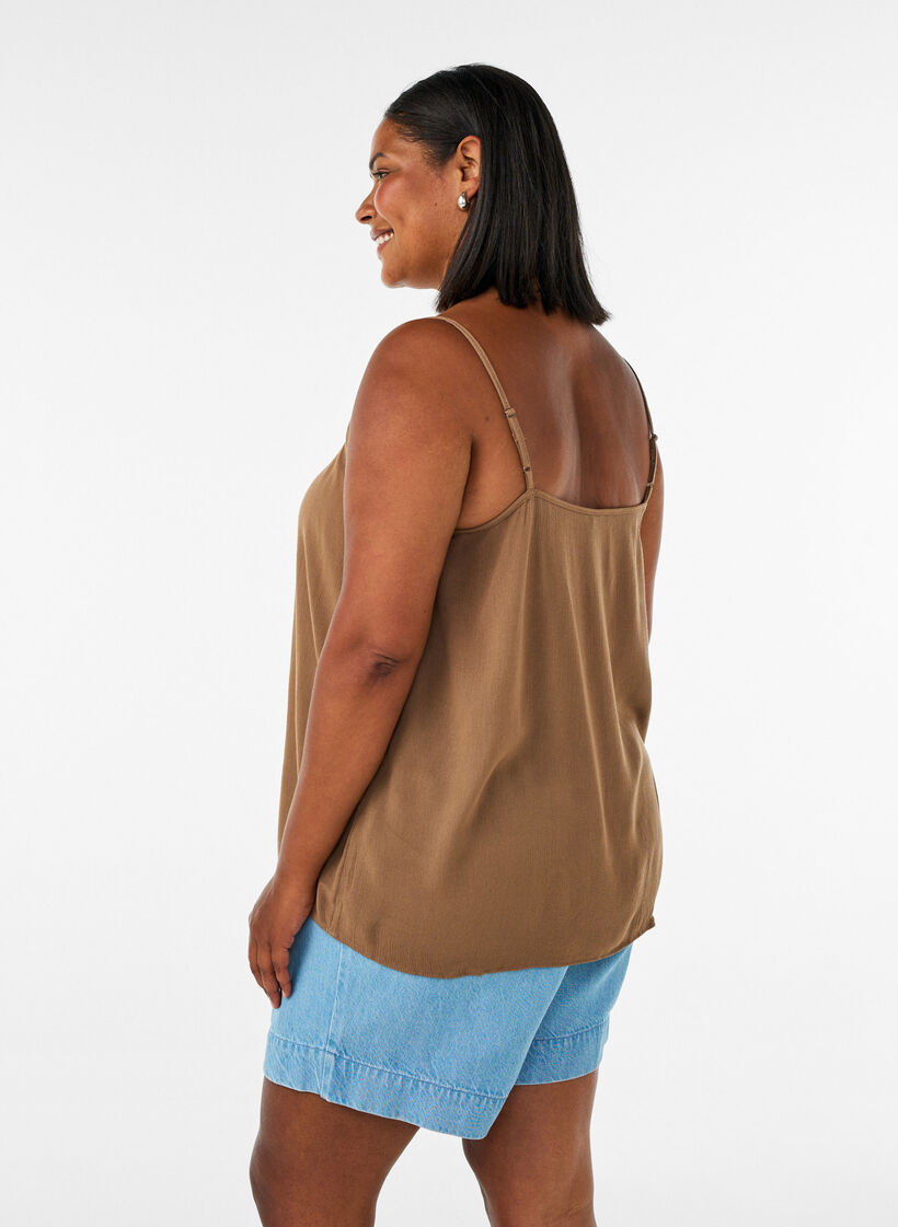 Strap top in viscose, Brown, Model image number 2