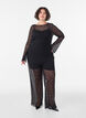 Sheer lace blouse with long sleeves, Black, Model image number 1